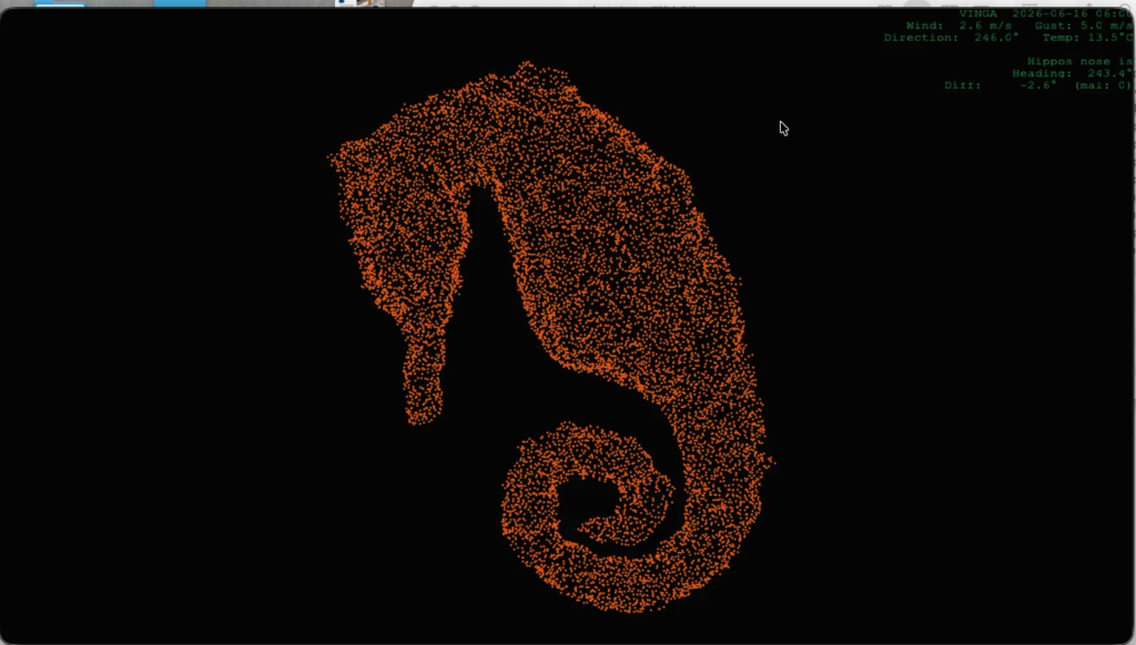 A still image from a video of the actual virtual generative sculpture "HippoCampus"